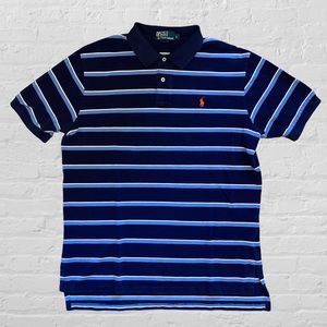 POLO Ralph Lauren Polo Shirt - Navy w/Blue Stripes